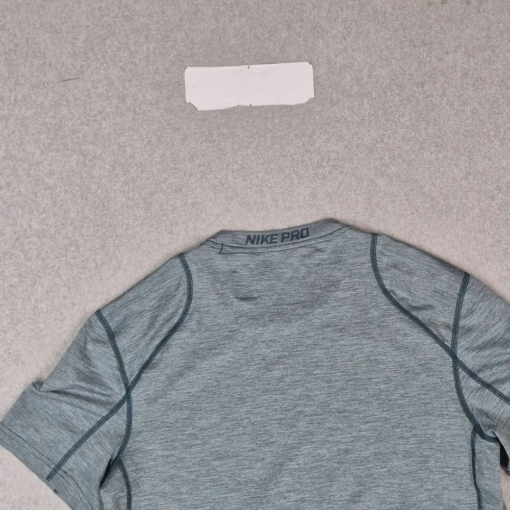 Nike Men Shirt M Gray Activewear Top Dri-Fit Nike Pro Fitted Logo Slim Stretch